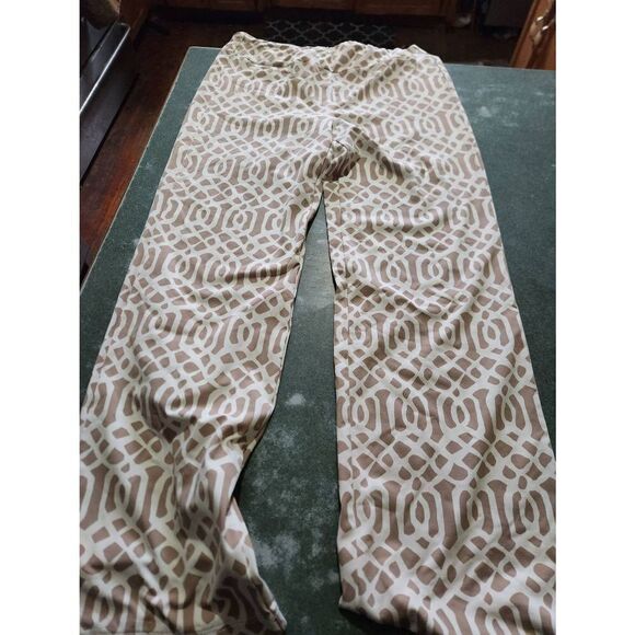 J.McLaughlin Catalina cloth Carmel Tan Brown Geomatric Pants small zip front poc - Picture 1 of 4